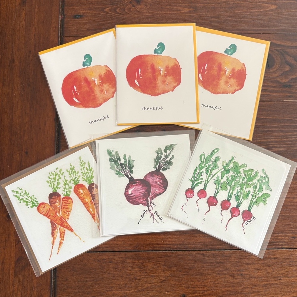 NEW Farm Fresh Veggies Produce Handmade Greeting Card Bundle Set 5pc